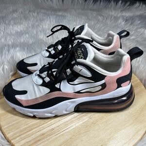 Nike Air Max 270 React Shoes Womens Size 8.5 Black White Coral Sneakers *Read*